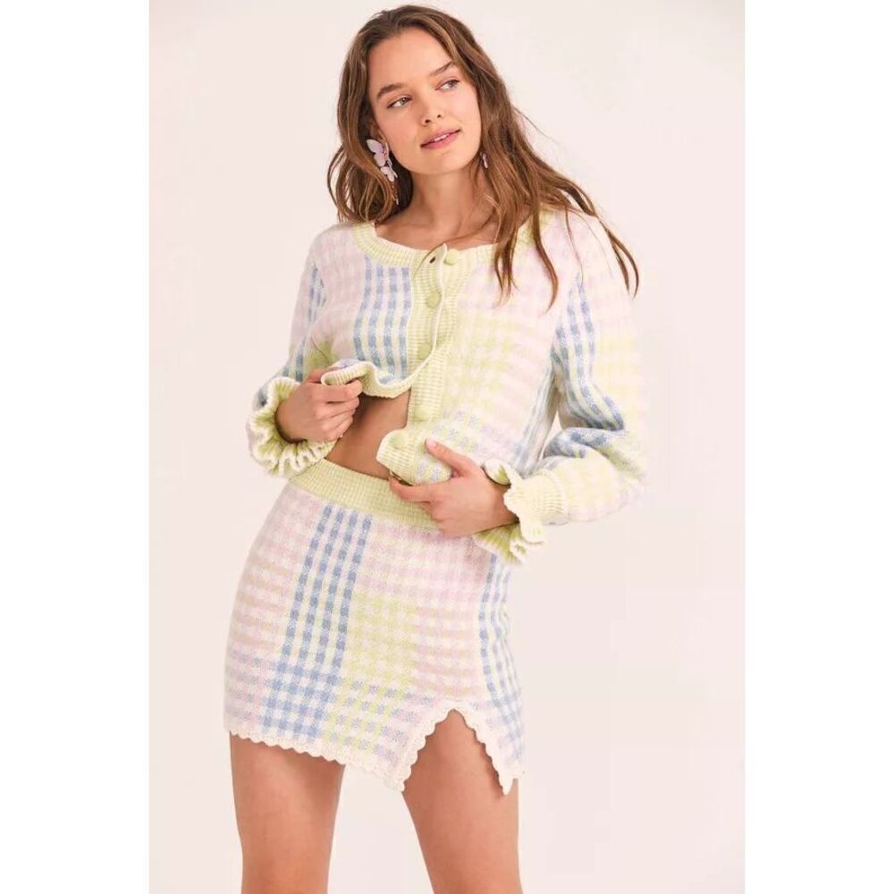 NWT LoveShackFancy Pawley Sweater Skirt Mint Jelly S Pastel